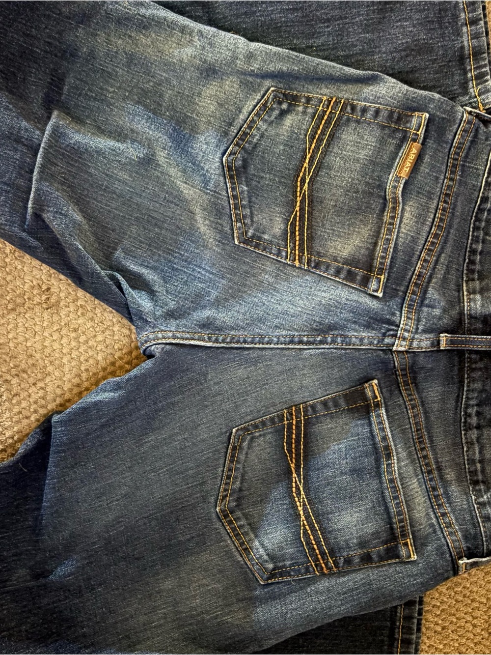 Ariat Men's Relaxed Blue Denim Jeans with Contrast Stitching